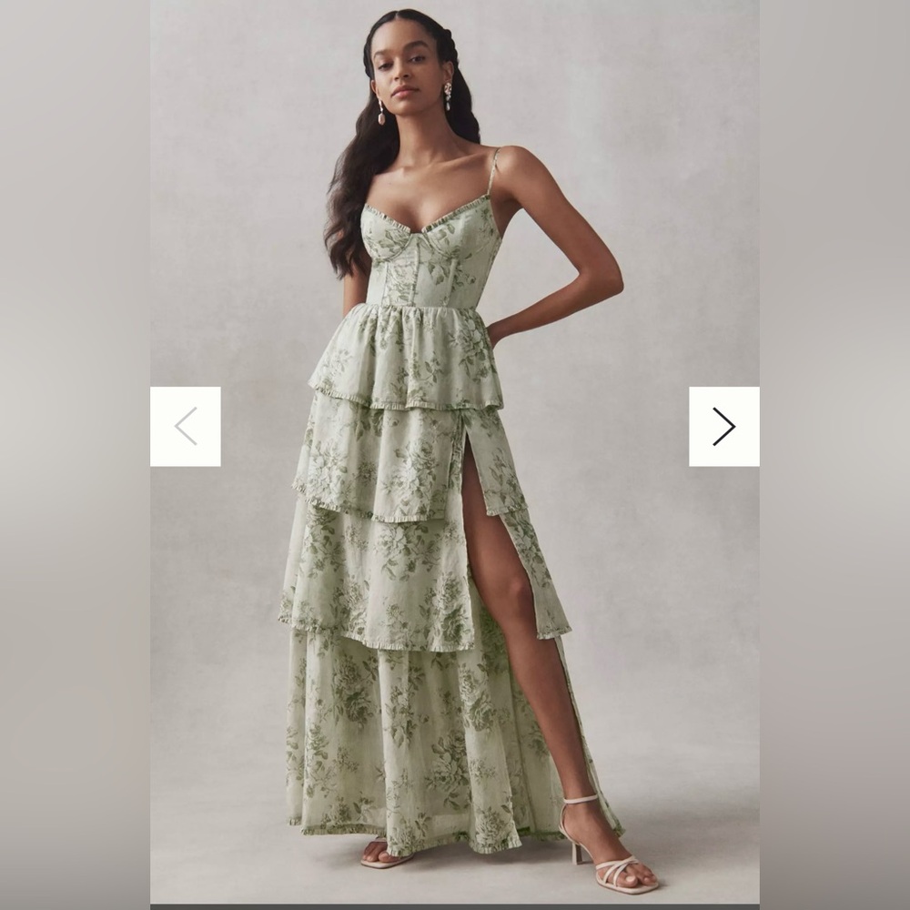 V. Chapman Sage Green Floral Maxi Dress